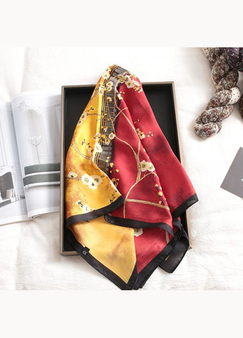 Женский платок бандана шарф повязка на шею сумку голову желто-красный (12-230) No Brand (314872966)