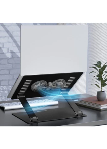Охолоджувальна підставка для ноутбука до 15.6 дюйма LS-122-B 2xfans Aluminum Aloy Black OfficePro (382339851)