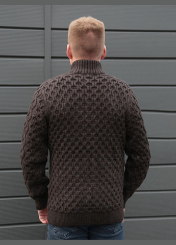 Коричневий зимовий светр чоловічий коричневий на блискавці з коміром великий розмір Pulltonic Пряма