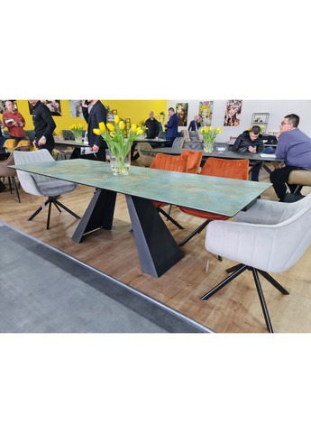 Стіл обідній розкладний WESTIN CERAMIC 160(240)*90 бірюза OSSIDO VERDE/чорний мат WESTINTUC160 Signal (372178514)