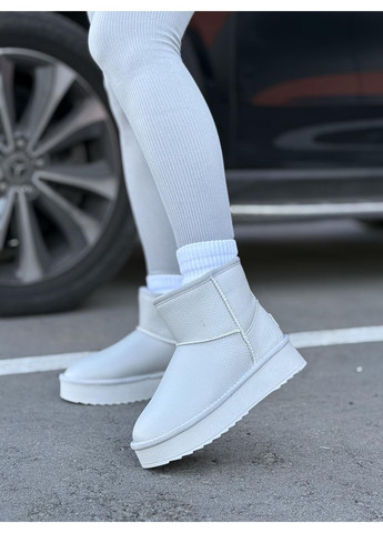 Жіночі уггі натуральна шкіра сірі на хутрі зимові на високій підошві дутики теплі No Brand (367954632)