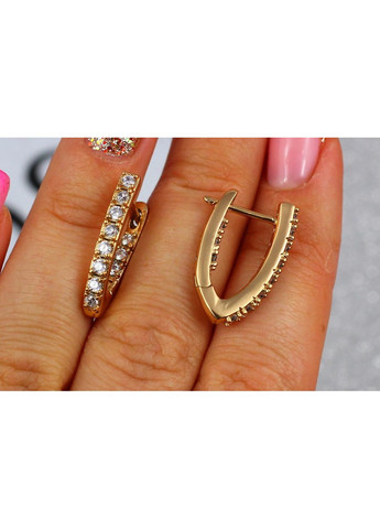 Сережки дорожки з крупними каменями спереду і ззаду 2,1 золотисті love-shopping Xuping Jewelry (355798603)