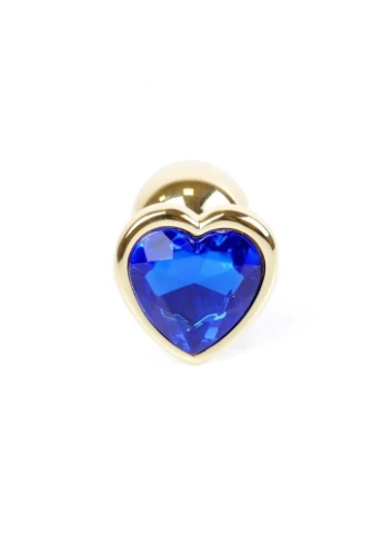 Анальная металлическая золотая пробка с камнем в форме сердца Синий S Jewellery S Jewellery Синий S Boss Series (383105382)