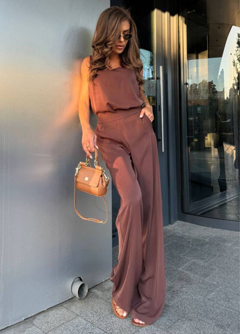 Изысканные легкие летние повседневные штаны палаццо высокой посадки с карманами Tik-Tak (348830799)