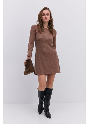 Коричнева коротке трикотажне плаття в рубчик Arjen