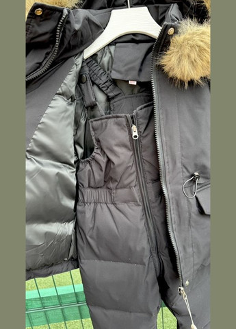 Черный зимний детский зимний пуховый костюм для мальчика BabyStyle