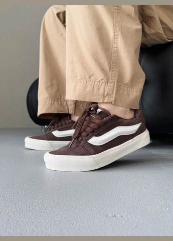 Кросівки жіночі і чоловічі Vans KNU Skool Brown White | Ванс КНУ коричневі No Brand коричневі демісезони (340055420)