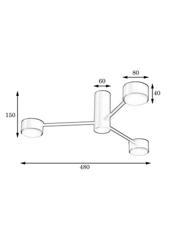 Люстра стельова Copter на три круглі плафони під лампи GX53 чорна NL 8041-3 BK MSK Electric (325882602)