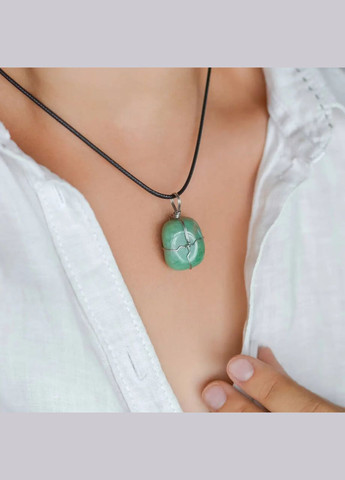 Кулон натуральний камінь зелений Авантюрин в обплетенні (асорті) d-20х16мм+- на шнурі L-45-50см No Brand підвіска (302254698)