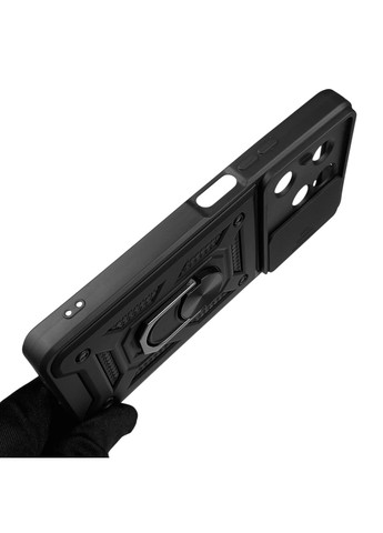 Чехол для Hot 40 Pro бронированный с кольцом со шторкой на инфиникс хот 40 про чёрный rg1 Infinix (366230289)