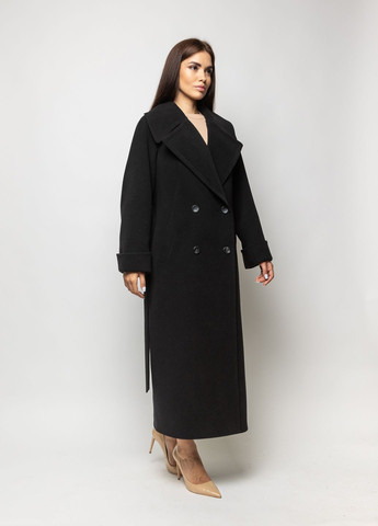 Чорне демісезонне Пальто класичне жіноче Марсель чорне оверсайз O`zona milano