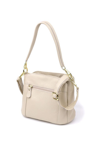 Женская кожаная сумка с тремя секциями 22980 Белый Vintage (348358995)