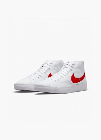 Белые всесезонные кроссовки унисекс sb blzr court mid white/red dc8901-101 Nike