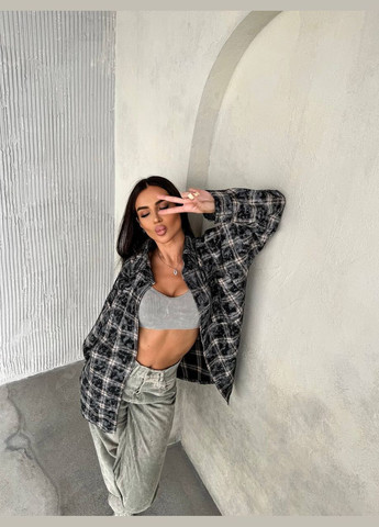 Черная повседневный рубашка в клетку No Brand