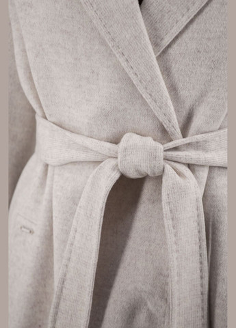 Світло-бежеве демісезонне Жіноче класичне вовняне пальто меланж, світлобежеве, з поясом Bella Bicchi (світлобежевий, ), 47892 No Brand