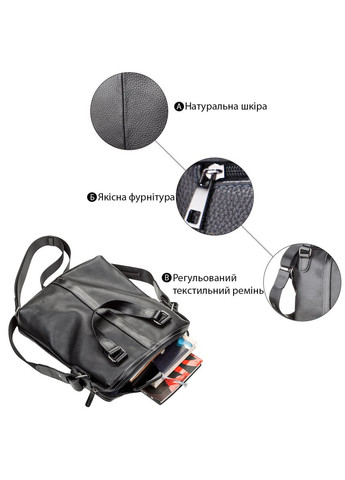 Чоловіча ділова сумка через плече із натуральної шкіри з кишенями чорна (sku_11114) No Brand (328922500)