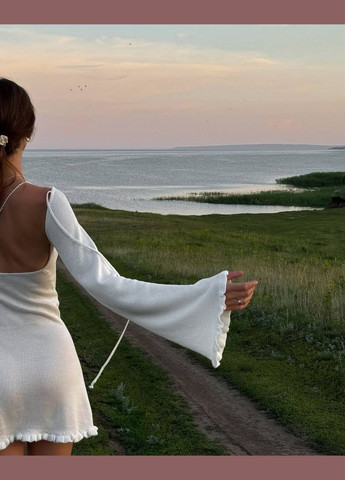 Молочна повсякденний сукня міні з відкритою спиною з відкритою спиною No Brand однотонна