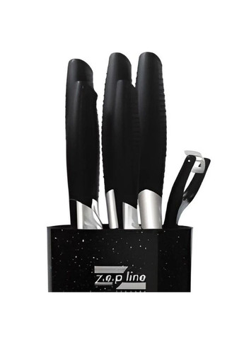 Професійний набір ножів з підставкою 7 предметів Zepline ZP-046 чорний, нержавіюча сталь