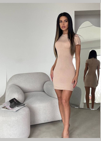 Бежевое коктейльное, повседневный, кэжуал, джинсовое, вечернее платье женское Україна однотонное