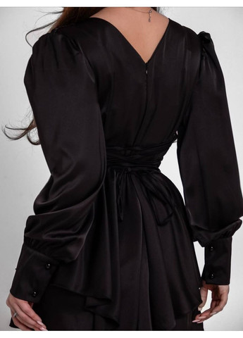 Черное кэжуал женское платье из шелка армани No Brand однотонное