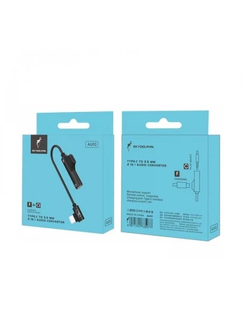 Перехідник AU03 USB USB-C - Jack 3.5 + USB-C (M/F), Black (ADPT-00027) SkyDolphin (378067773)