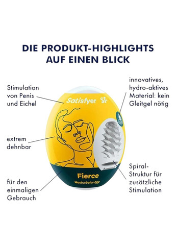 Самозмащувальне яйце мастурбатор Masturbator Egg "Fierce" Satisfyer (314706993)