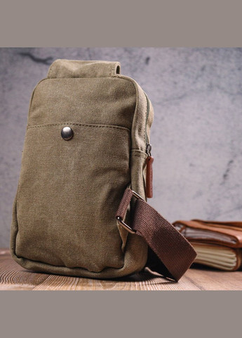 Сумка слинг мужская через плечо из плотного оливкового текстиля 21231 Vintage (362418507)