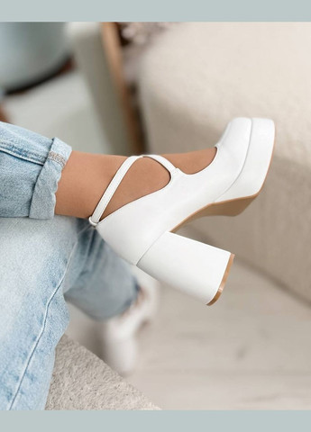 Loretta Білі туфлі з ремінцем, білі туфлі на платформі та каблуку, весільні туфлі, білі туфлі на весілля білий з штучна шкіра, китай — демісезон (318954753)