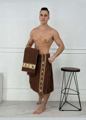 Банний махровий набір 70х150 Коричневий (П4К-am-mahra-m-004-2) No Brand коричневий