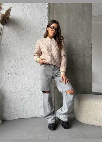 Бежева куртка-бомбер No Brand