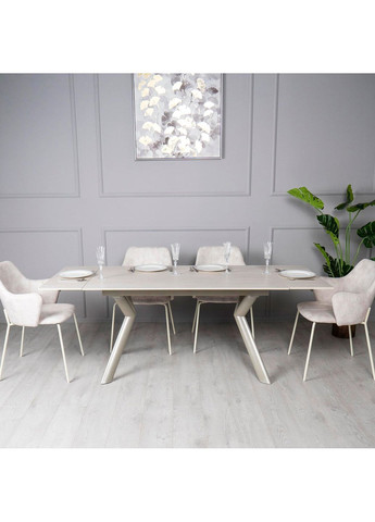 Стіл Давон обідній розкладний 140/200x80x75 Беж мат ноги шампань Prestol (372178822)