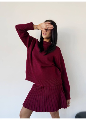 Жіночий в'язаний костюм светр оверсайз та спідниця плісе MonCher (349453352)