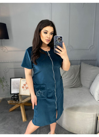 Халат велюровий з кишенями та стразами,на блискавці Україна (348791572)