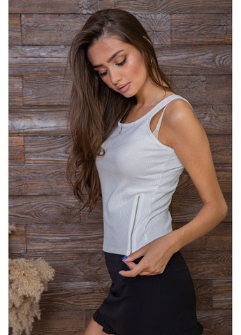 Майка женская, с декоративными молниями, белого цвета, 180R232 Ager — 315133301