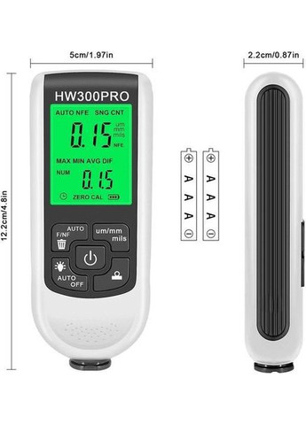 Толщиномер краски цифровой HW-300 Pro 0 - 2000 мкм Fe и Nfe Белый (RE050737) Icar (349844514)