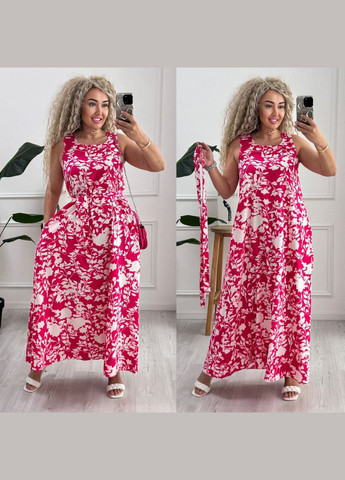 Малинова повсякденний, кежуал жіноча сукня Style Point з абстрактним візерунком