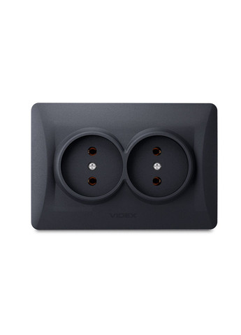 Двойная розетка с повышенной огнеупорностью BINERA VF-BNSK2-BG черный графит Videx (333338472)