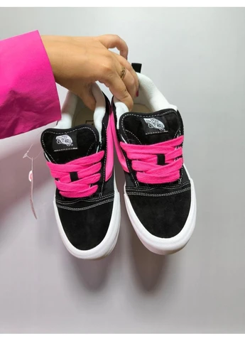 Чорні літні кеди vans knu skool black pink ванс кну скул No Brand