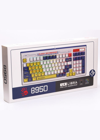 Механическая игровая клавиатура Bloody B950 RGB (Warrior Blue), белая, RGB подсветка клавиш, LK Libra Brown Switch, USB A4Tech (333824833)