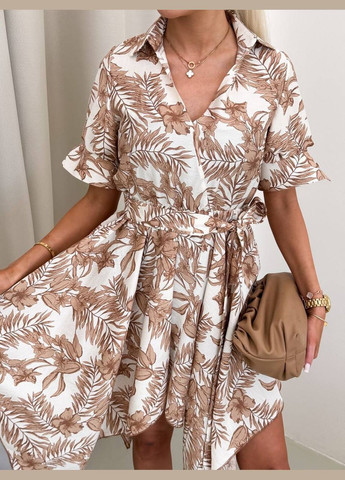 Білий повсякденний жіноча асиметрична сукня кльош Україна з квітковим принтом