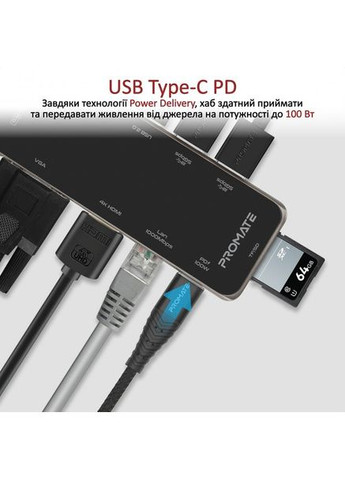 Док-станция PrimeHub-Pro 11in1 Grey (primehub-pro.grey) Promate (323581762)