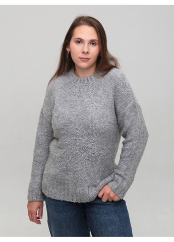 Серый зимний свитер женский серый теплый пуловер Karon Вільна,Подовжена