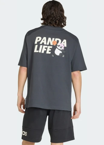 Серая футболка panda chill hoop graphic adidas