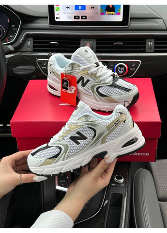 КРОССОВКИ ЖЕНСКИЕ NEW BALANCE 530 WHITE GOLD BLACK PREMIUM НЬЮ БЕЛАНС 530 No Brand чёрные демисезоны (367167020)
