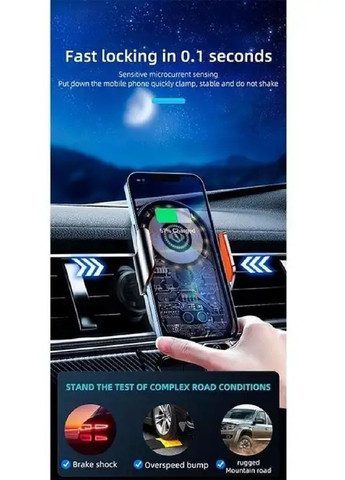 Автодержатель для телефона с беспроводной зарядкой поворотом на 360° 15W Lightning Micro Type-C 115x110x70 мм (479088-Prob) Unbranded (315737629)