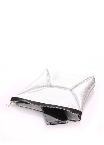 Кожаная косметичка-клатч THE X серебряная PoolParty (372657711)