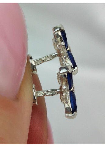 Срібні сережки пусети Метелики з синіми камінцями дитячі срібло 925 проби No Brand (367089330)