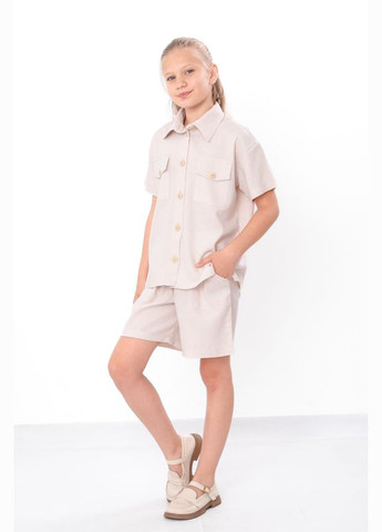 Бежевий літній комплект для дівчинки підлітковий (сорочка+шорти) (p-17496) Носи своє