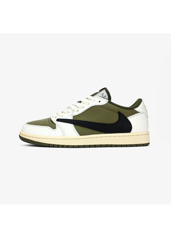 Кроссовки женские и мужские Nike Air Jordan 1 Retro Low OG SP Travis Scott Khaki White Black | Найк Аир Джордан 1 Ретро хаки No Brand хаки демисезоны (369370206)