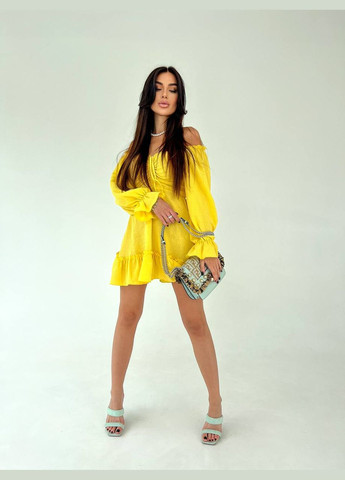Желтое женское платье муслин No Brand